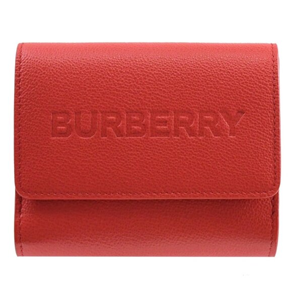 Burberry Luna simple branded Logo lychee Leather Buckle Bifold Wallet Co… - Picture 1 of 9